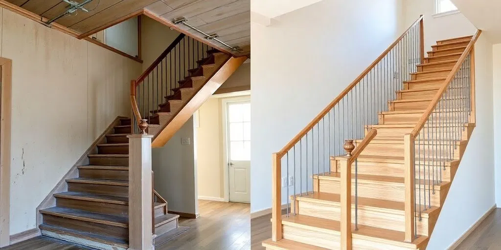 Oude en gerenoveerde trappen in huis